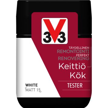 Kalustemaali Keittiö V33 Mattavalkoinen 75 ml Testeri