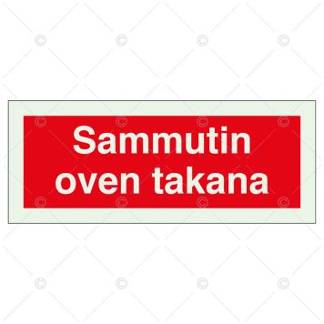 Huomiokyltti Sammutin oven takana
