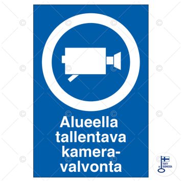 Huomiokyltti alueella tallentava kameravalvonta 200 x 300 mm