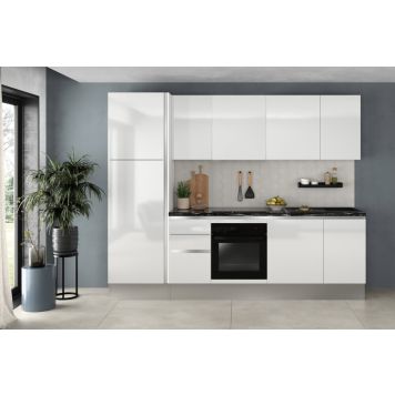 Keittiökokonaisuus Marinelli kiiltävä valkoinen 2,75 m, esikoottu