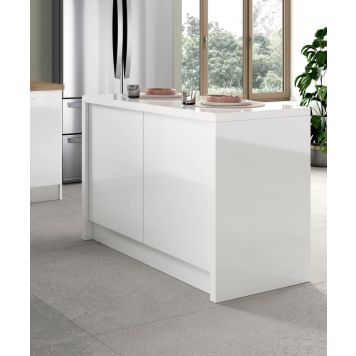 Keittiösaareke Marinelli Venus kiiltävä valkoinen 128 x 60 x 84 cm, esikoottu