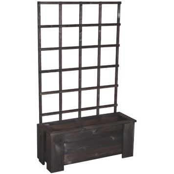 Kukkalaatikko köynnösritilällä 132 x 30 x 80 cm grafiitinharmaa