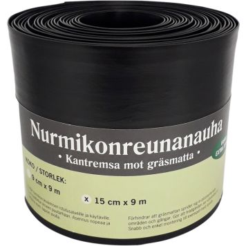 Nurmikonreunanauha 15 x 900 cm musta suora