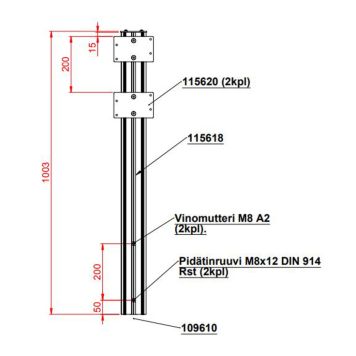 Postilaatikkotolppa Puristeteos Ø 91 x 1000 mm