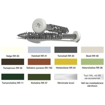 Puuruuvi Tempsi RR750 punainen 4,5X40 100 kpl/pkt