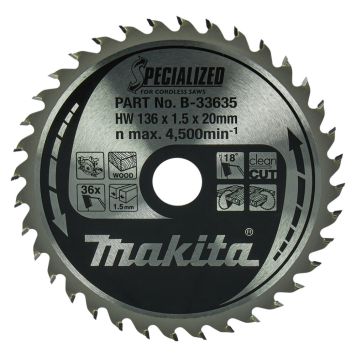 Pyörösahanterä Makita B-33635 136 x 20 x 1,5 mm Z-36