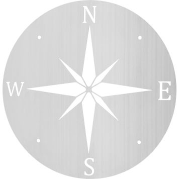 Kompassiruusu 30 cm hopea