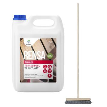 Terassipesu Teknos Rensa Terrace 5 l + Laituri-terassiharja Sini 29 cm