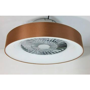 LED-tuuletinplafondi Proklima Mary ruskea/hopea Ø 57 cm