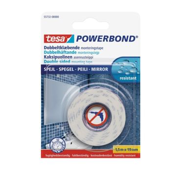 Asennusteippi Tesa 2-puolinen Powerbond Mirror Peileille 1,5 m x 19 mm