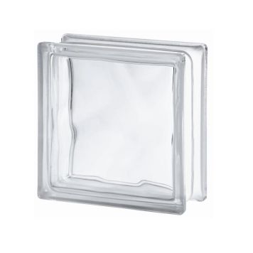 Lasitiili Seves Glassblock Wave Kirkas 19 x 19 x 8 cm