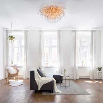 Kattokruunu Paul Neuhaus Icicle Messinki Ø 100 cm