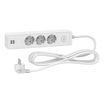 Jatkojohto Schneider Electric 3-os Valkoinen