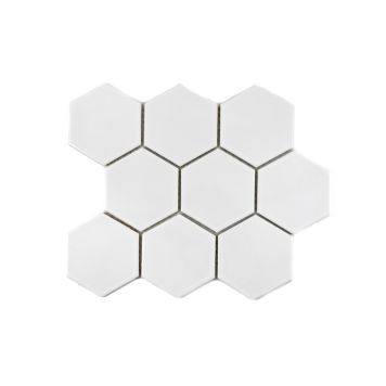 Mosaiikkilaatta Fliesen Hexagon Uni kiiltävä valkoinen 25,6 x 29,5 cm