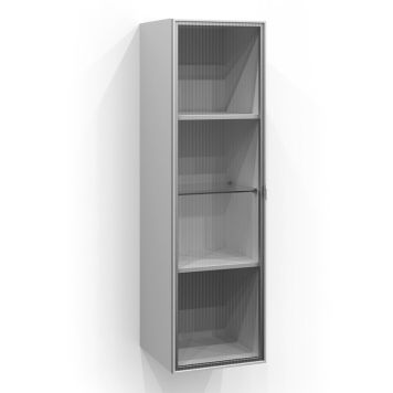 Korkean kaapin vitriiniovi Svedbergs aaltolasi/matta alumiini 35 x 120 cm