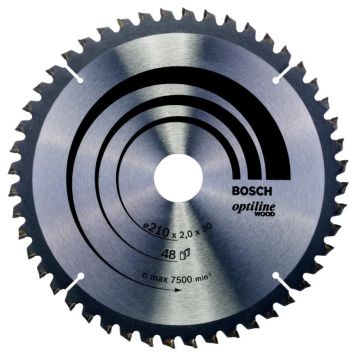 Pyörösahanterä Bosch Optiline Wood 210 x 2,0 mm T48