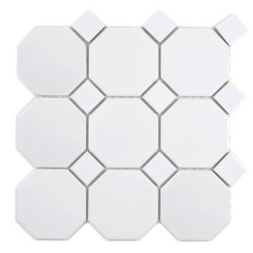Mosaiikki Fliesen Octa valkoinen 9,7 x 9,7 cm