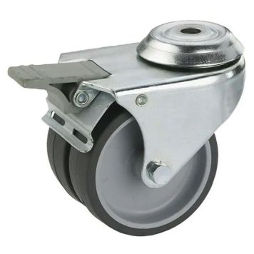 Kalustepyörä Keskiöreikä Jarrulla Ø 50 mm Musta/Harmaa