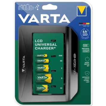 LCD Varta Universal charger+ laturi Musta