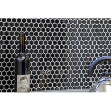 Mosaiikki Hexagon Pieni Musta Kiiltävä