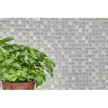 MOSAIIKKI SQUARE MIX KRISTALLI VALKOINEN