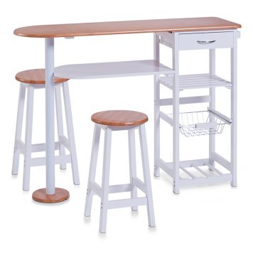 Baaripöytä + 2 Tuolia Zeller Valkoinen