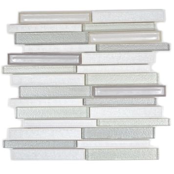 Mosaiikkilaatta Fliesen Crystal Mix Ice valkoinen 30 x 30 cm