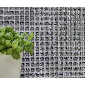 Mosaiikkilaatta Fliesen Quadrat Crystal hopea 30 x 30 cm