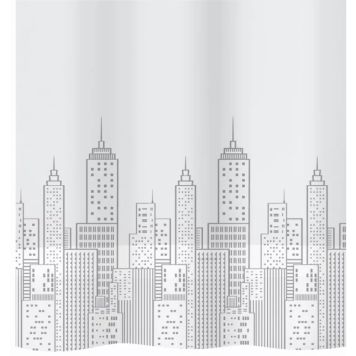 Tekstiilisuihkuverho Diaqua Peva Skyline harmaa/valkoinen 180 x 200 cm