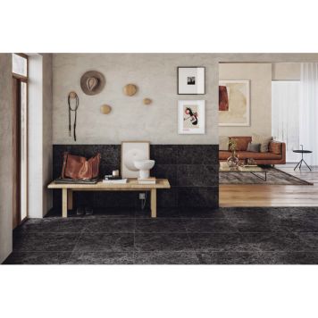 Lattialaatta Corso Italia Marble Mix mattamusta 60 x 60 cm