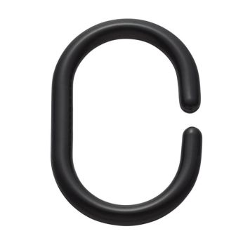 Suihkuverhorengas Diaqua Basic mattamusta 6 x 4,2 cm 12 kpl/pkt