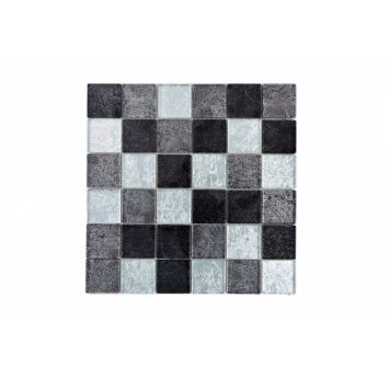 Mosaiikkilaatta Fliesen Quadrat Crystal Mix musta/hopea 30 x 30 cm