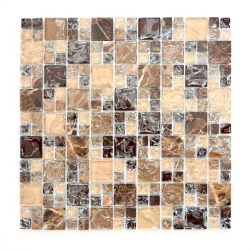 Mosaiikkilaatta Fliesen Crystal Mix tummanruskea 30,5 x 30,5 cm