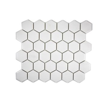 Mosaiikkilaatta Fliesen Hexagon Uni matta valkoinen 32,5 x 28,1 cm