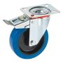 Kuljetusrulla Elastinen Kumi Jarrulla Ø 125 mm Sininen