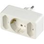 Haaroituskosketin 3-os Rev 1 x Schuko ja 2 x Euro pistoke Valkoinen