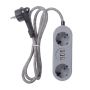 2-osainen jatkojohto Airam Flat 3 x USB-A Harmaavalkoinen 1,5 m