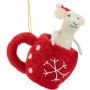 Joulukoriste hiiri mukissa 12 cm punavalkoinen