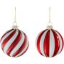 Joulupallo 8 cm punavalkoraita lajitelma