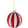 Joulupallo 8 cm punavalkoraita lajitelma