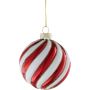 Joulupallo 8 cm punavalkoraita lajitelma