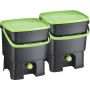 Bokashi Organko keittiökompostori 2 x 16 l musta-vihreä