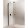 Kääntyvä suihkuseinä Vihtan Puro 3 rengasvedin kirkas musta 60 cm
